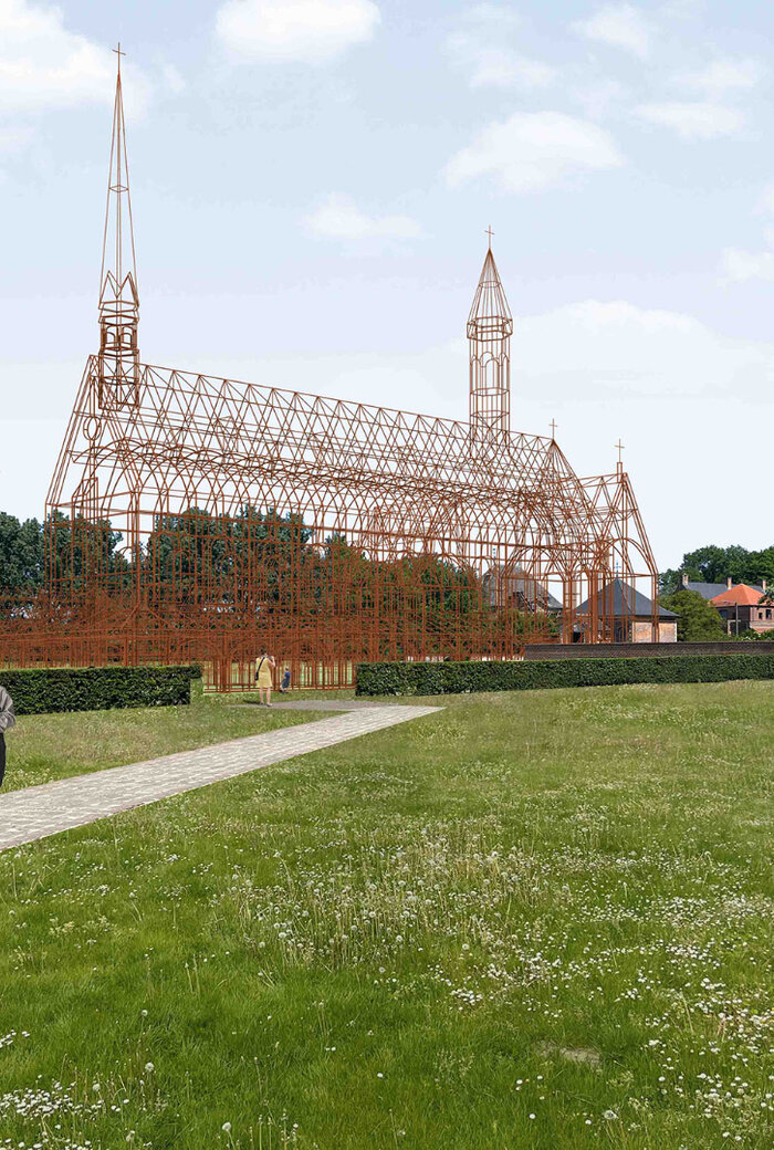 Visualisatie van het kunstwerk van Gijs Van Vaerenbergh in Herkenrode 